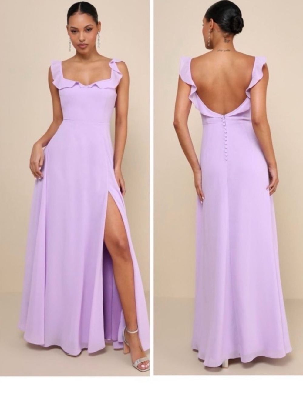 Lulu's Lavender Ruffle Strap Maxi Dress